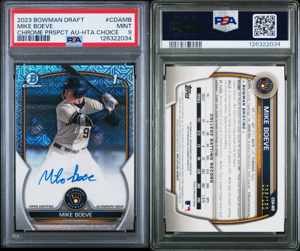 2023 Bowman Draft #CDAMB Mike Boeve 1st Prospect Auto HTA Choice /150 PSA 10 Gem