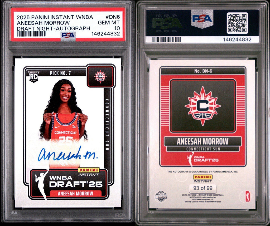 2025 Panini Instant WNBA Draft Night Aneesah Morrow #DN6 Auto Rookie PSA 10 Gem