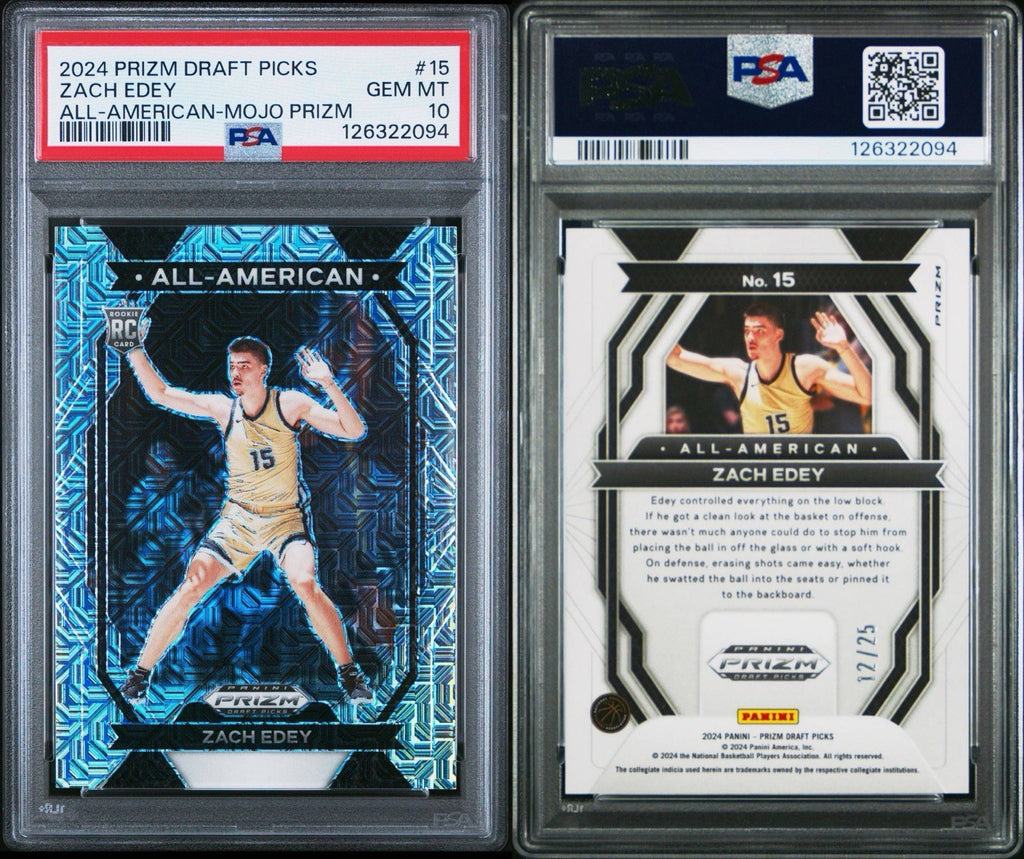 2024 PANINI PRIZM DRAFT PICKS MOJO /25 All-American  #15 ZACH EDEY PSA 10
