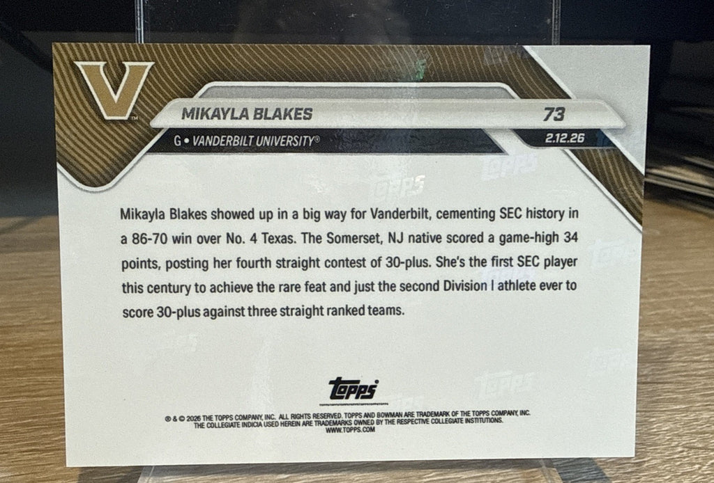 Mikayla Blakes 2025-26 Bowman U NOW Basketball # 73 Orange Foil #d /25