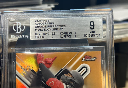 2022 Finest Autographs Orange Refractors #FAEJ Eloy Jimenez 24/25 BGS 9 Mint