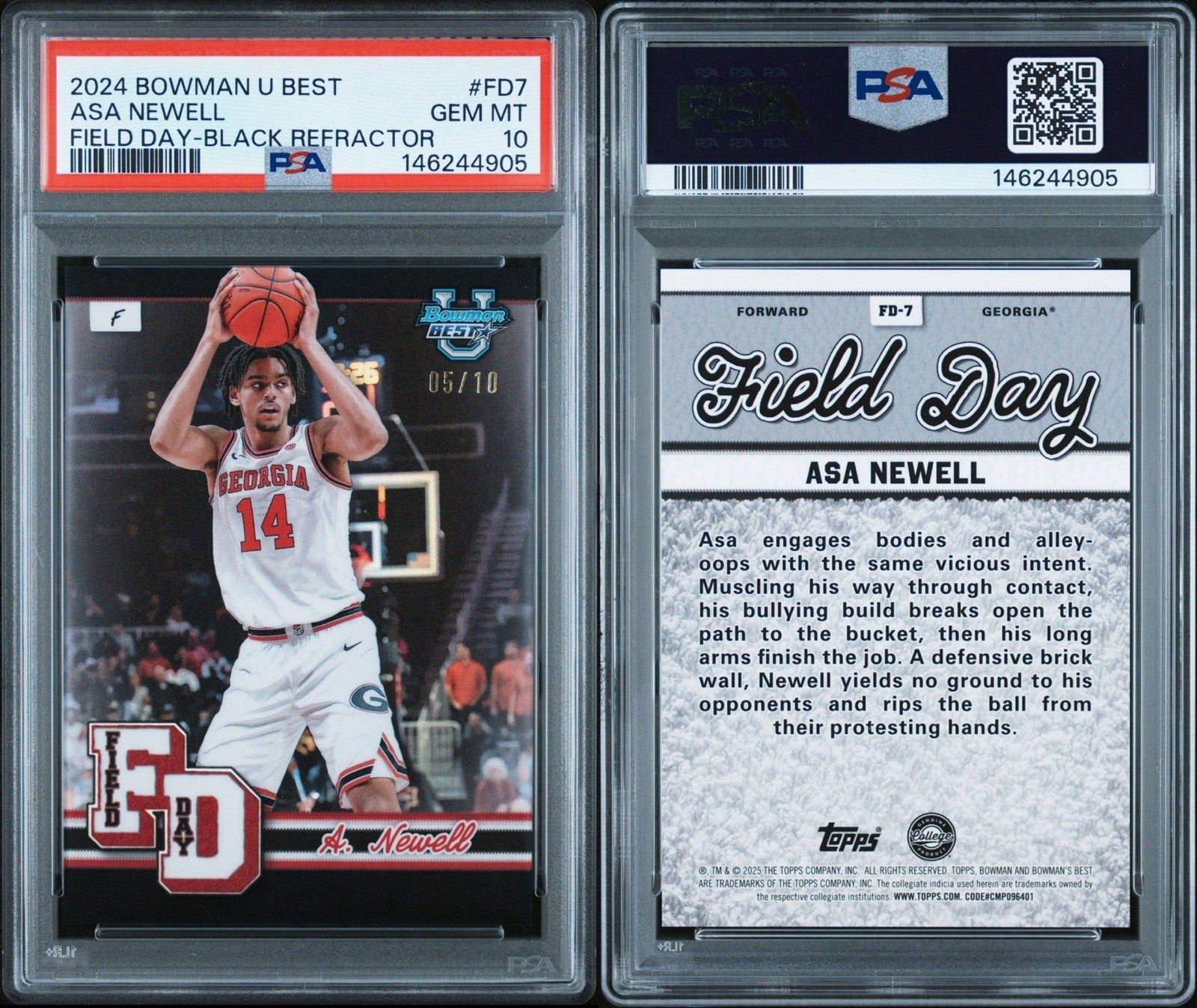 2024 Bowman U Best Asa Newell Field Day Black Refractor /10 - PSA 10 Gem