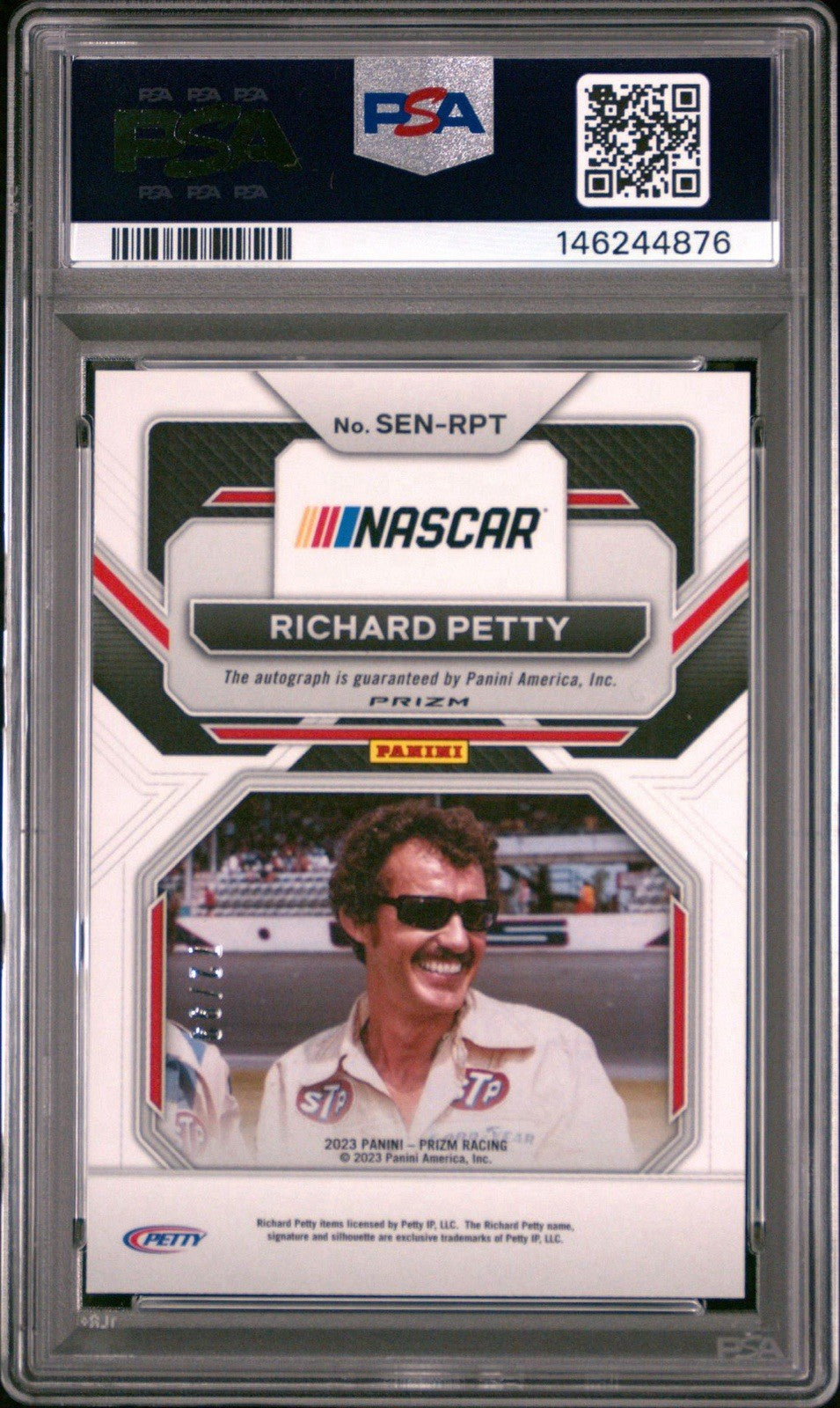2023 PANINI PRIZM Purple Velocity /99 Sensational Sigs RICHARD PETTY - PSA 10