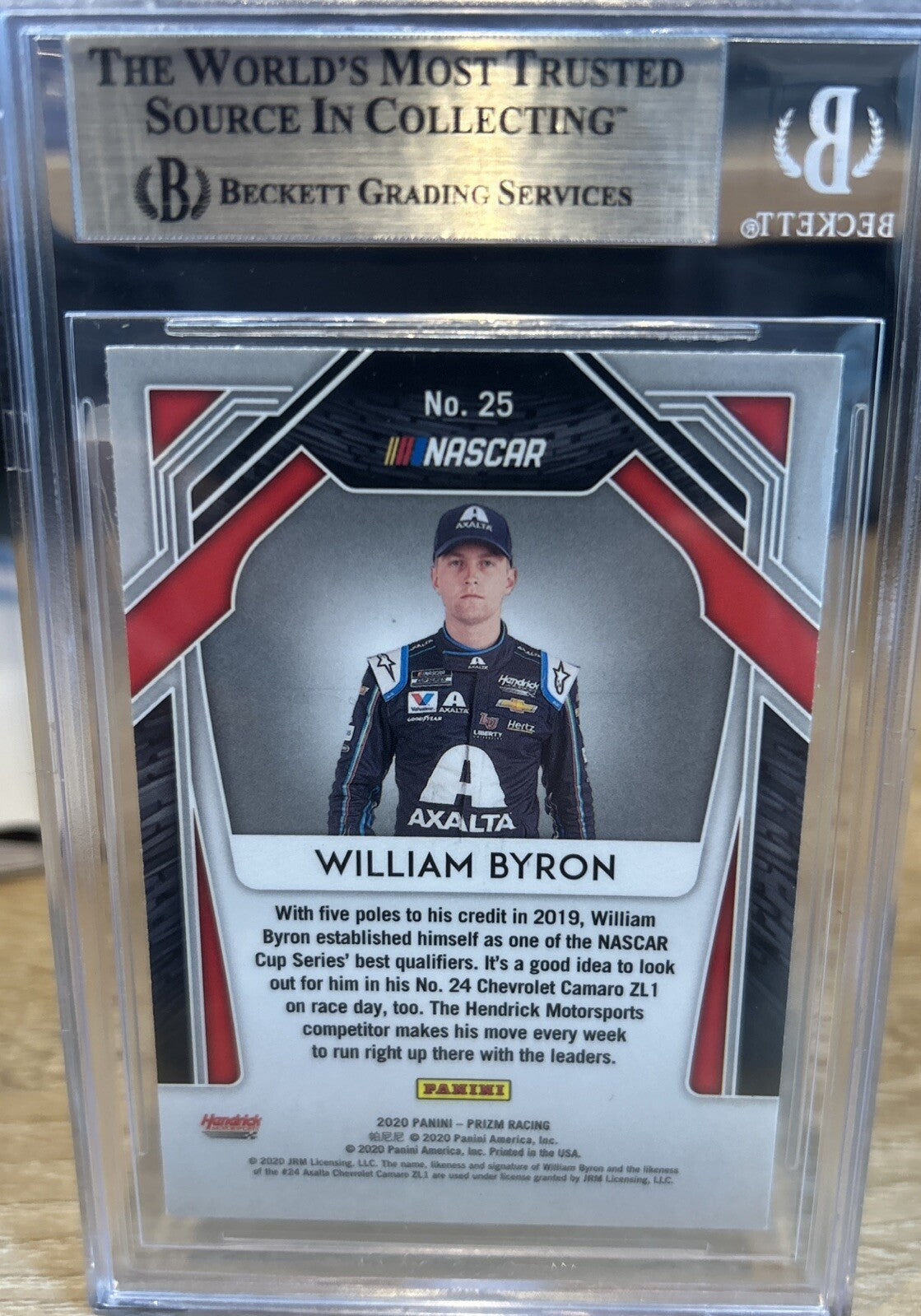 Signed WILLIAM BYRON 2020 Panini Prizm #25 NASCAR BECKETT BAS Slab