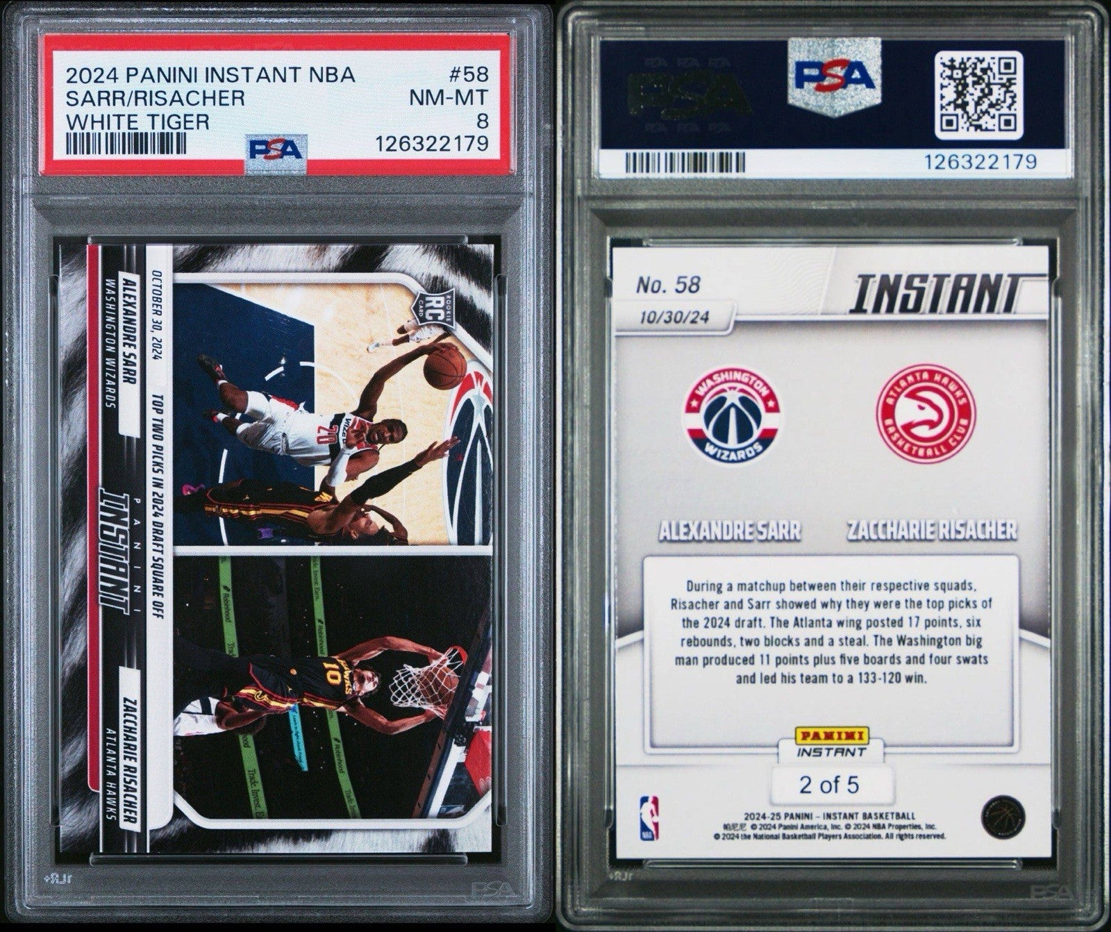 2024-25 NBA Panini Instant SARR ZACCHARIE RISACHER RC White Tiger /5 PSA 8
