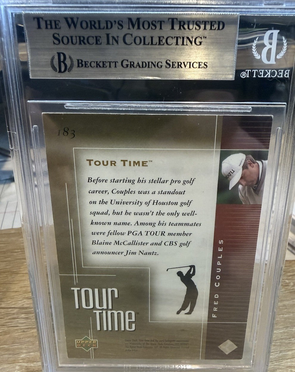 Signed Fred Couples - 2001 Upper Deck #183  - Beckett  BAS Slab