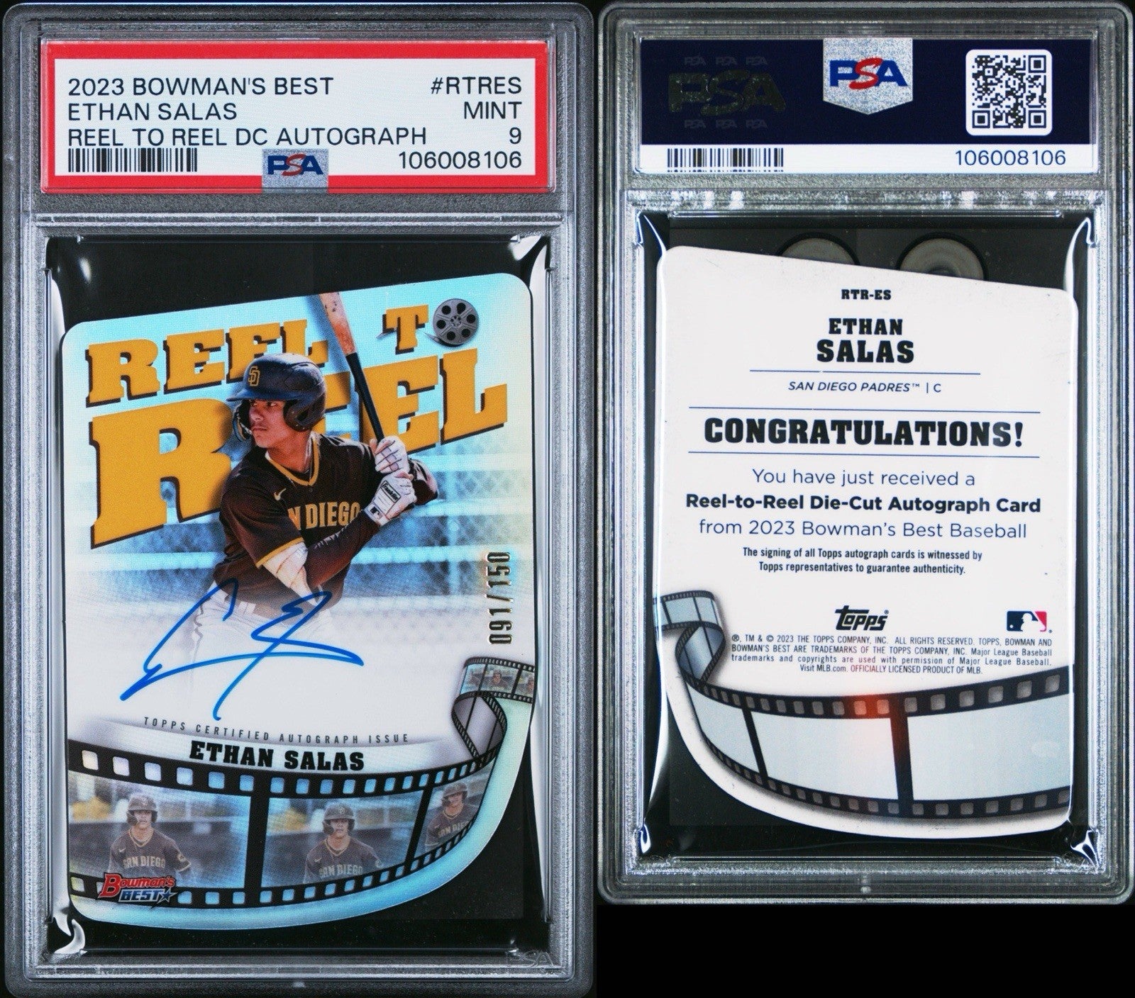 2023 Bowman’s Best Ethan Salas Reel To Reel /150 Autograph - PSA 9 Mint