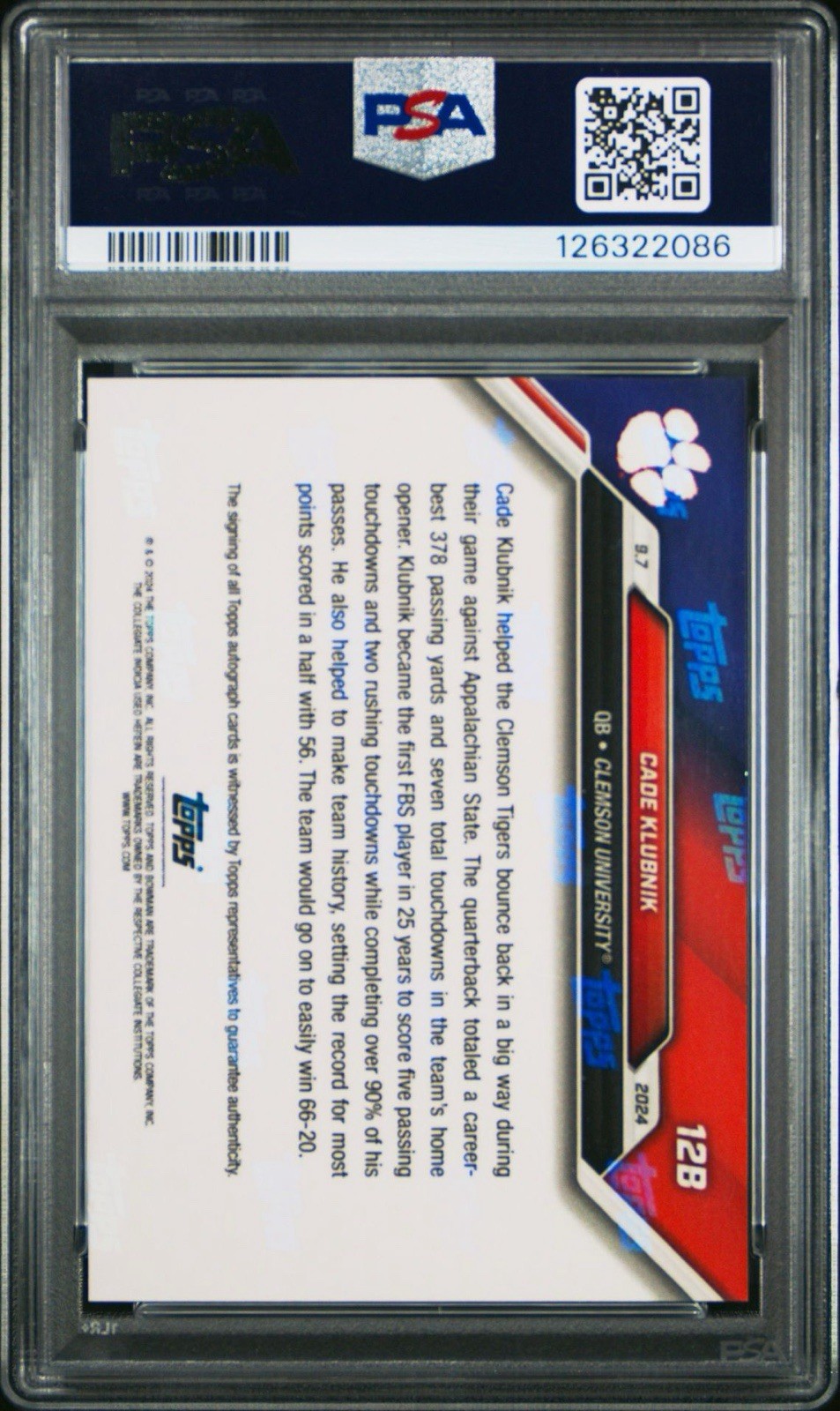 2024 Bowman U Now Cade Klubnik Purple /25 #12 - PSA 9
