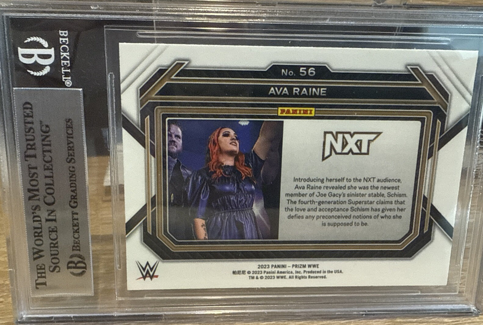 AVA RAINE 2023 PANINI PRIZM #56 SIGNED BECKETT BAS CERTIFIED WWE NXT