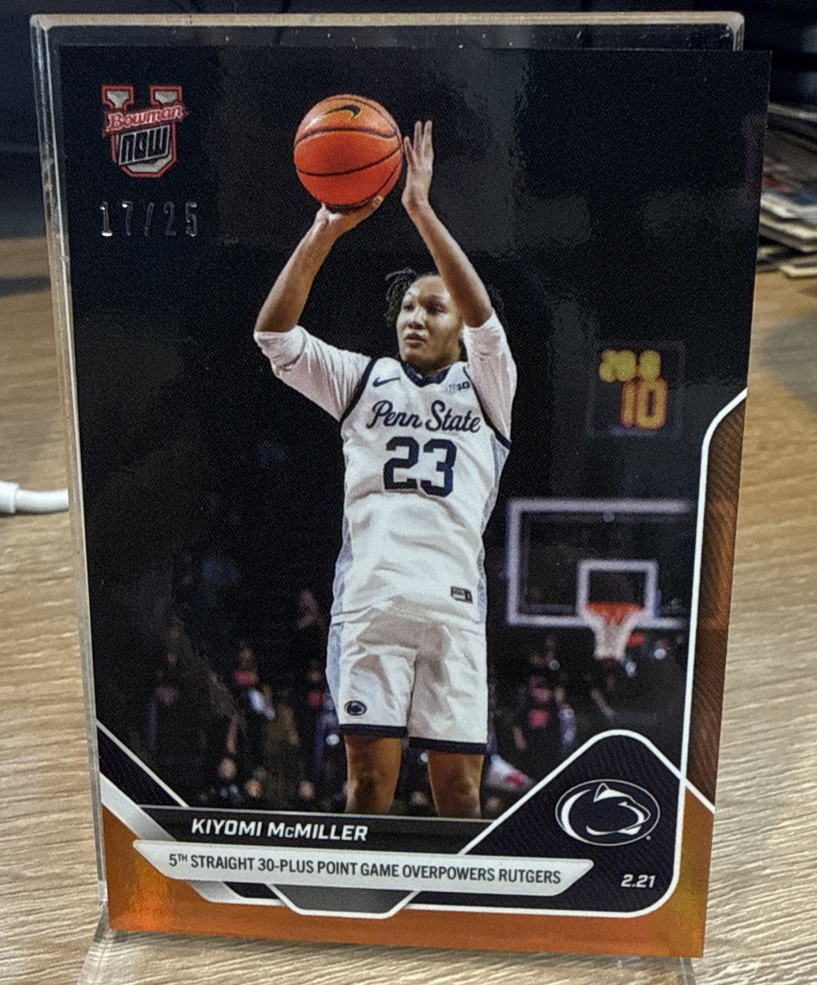 Kiyomi McMiller 2025-26 Bowman U Now #80 Orange Foil #d /25 - 5 Straight 30+ Pts