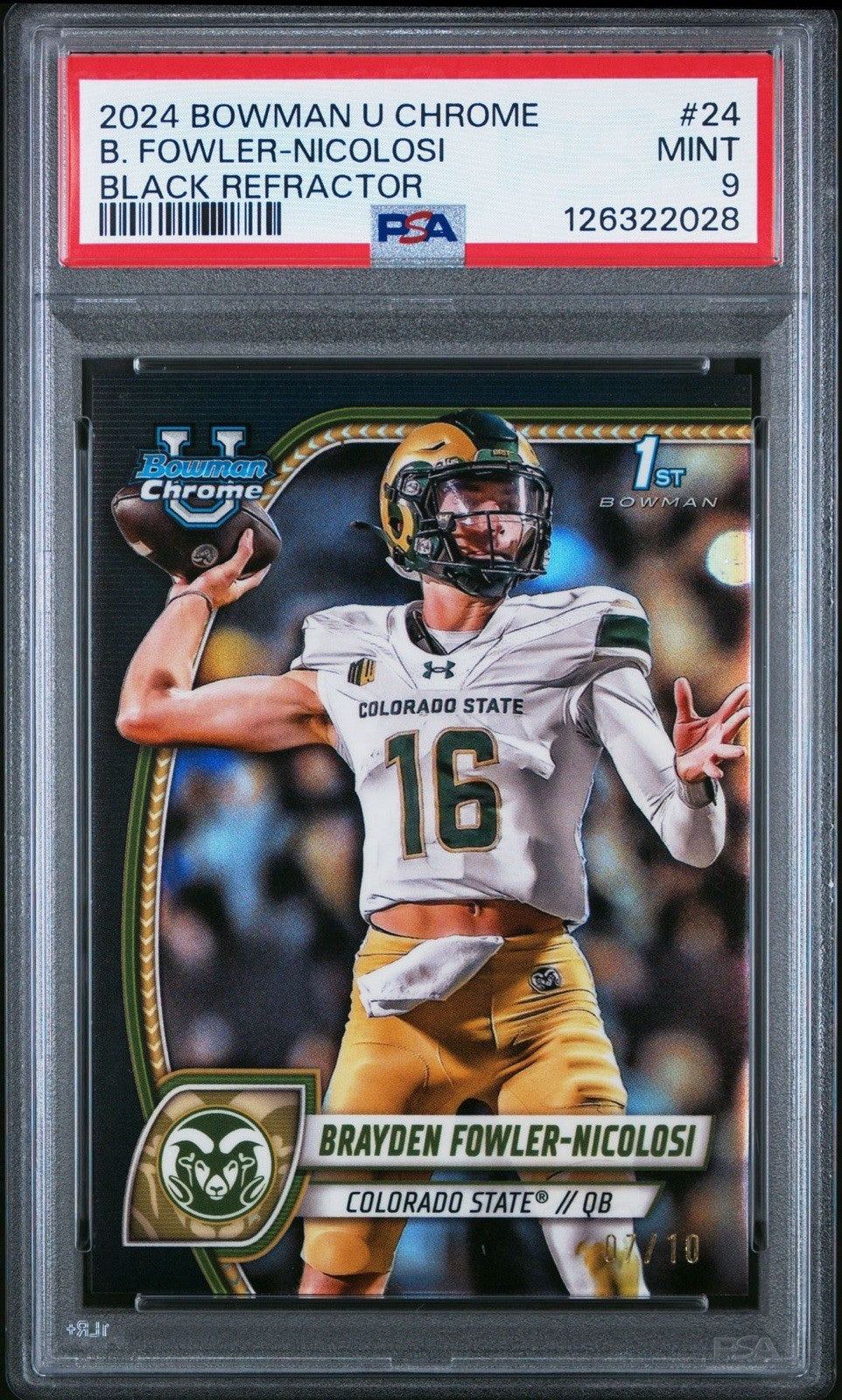 2024 BOWMAN U CHROME PROSPECT BRAYDEN FOWLER-NICOLOSI Black Refractor /10 PSA 9