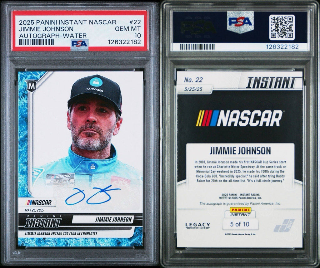 2025 Panini Instant Jimmie Johnson #22 700th START Auto Water /10 - PSA 10 Gem