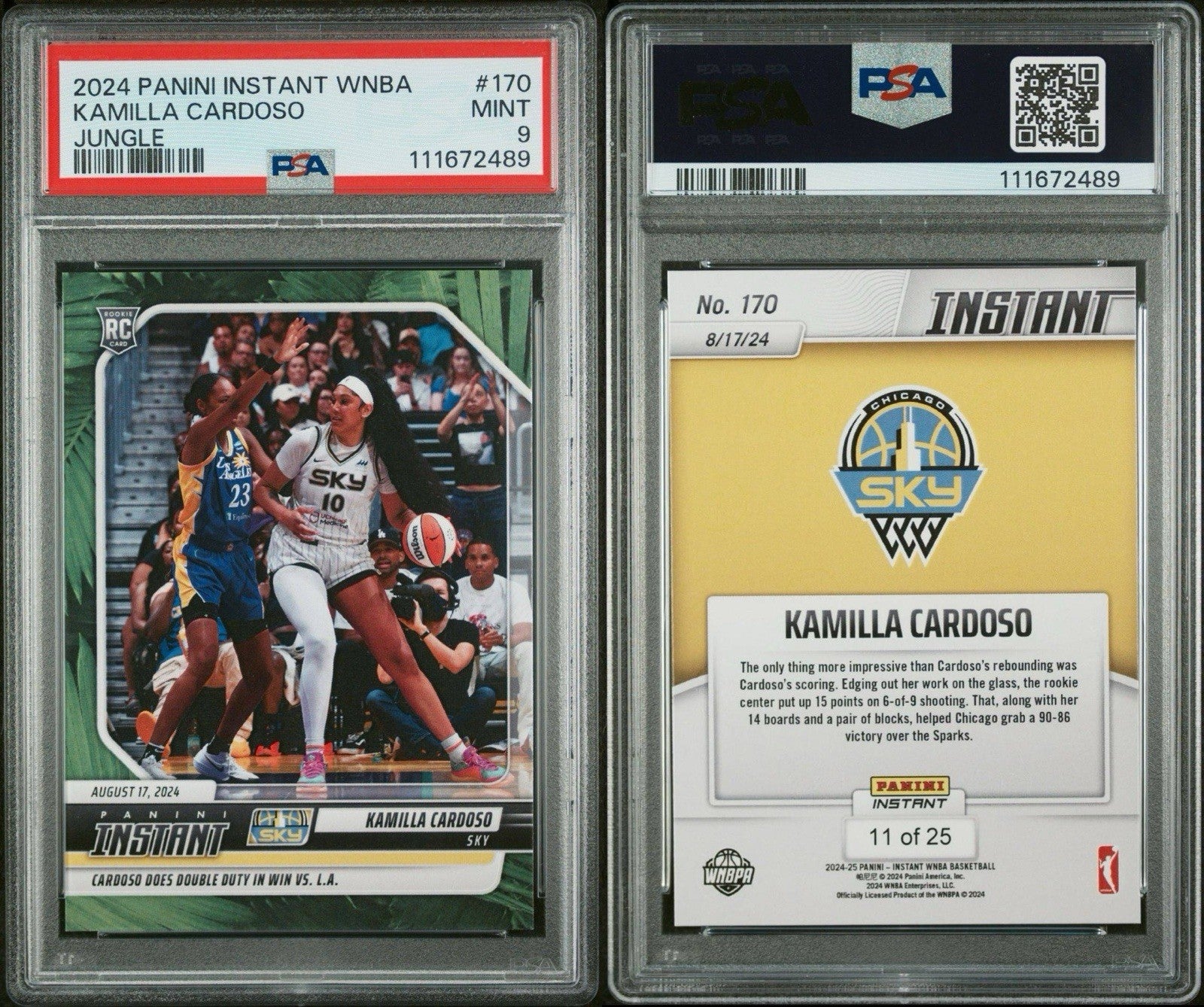 Kamilla Cardoso 2024 Panini Instant #170 Jungle /25 - PSA 9 Mint