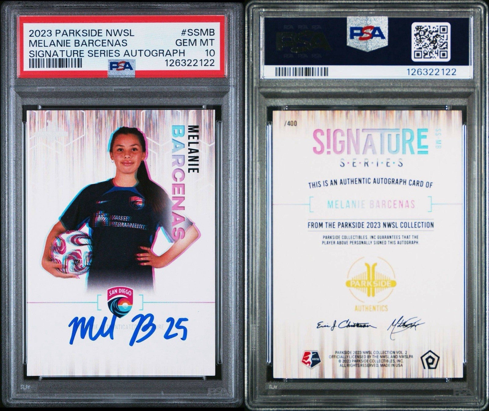 2023 Parkside NWSL Signature Series Auto MELANIE BARCENAS /400 - PSA 10 Gem