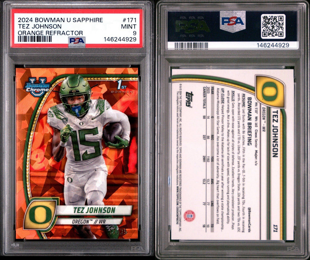 2024 Bowman U Chrome Sapphire Edition Orange /25 Tez Johnson PSA 9 Mint