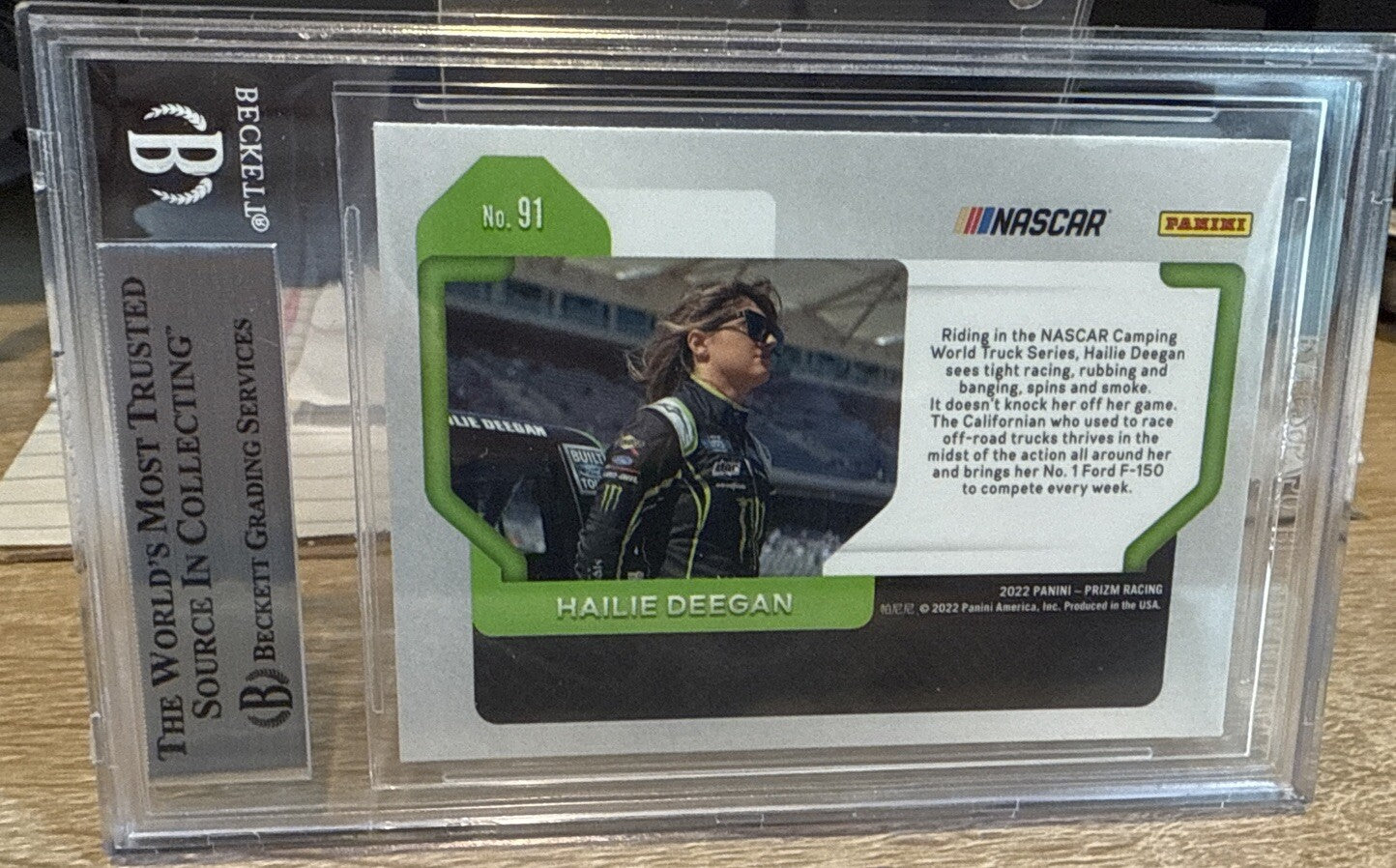 Signed 2022 Panini Prizm #91 Hailie Deegan Beckett Auto  BAS Slab