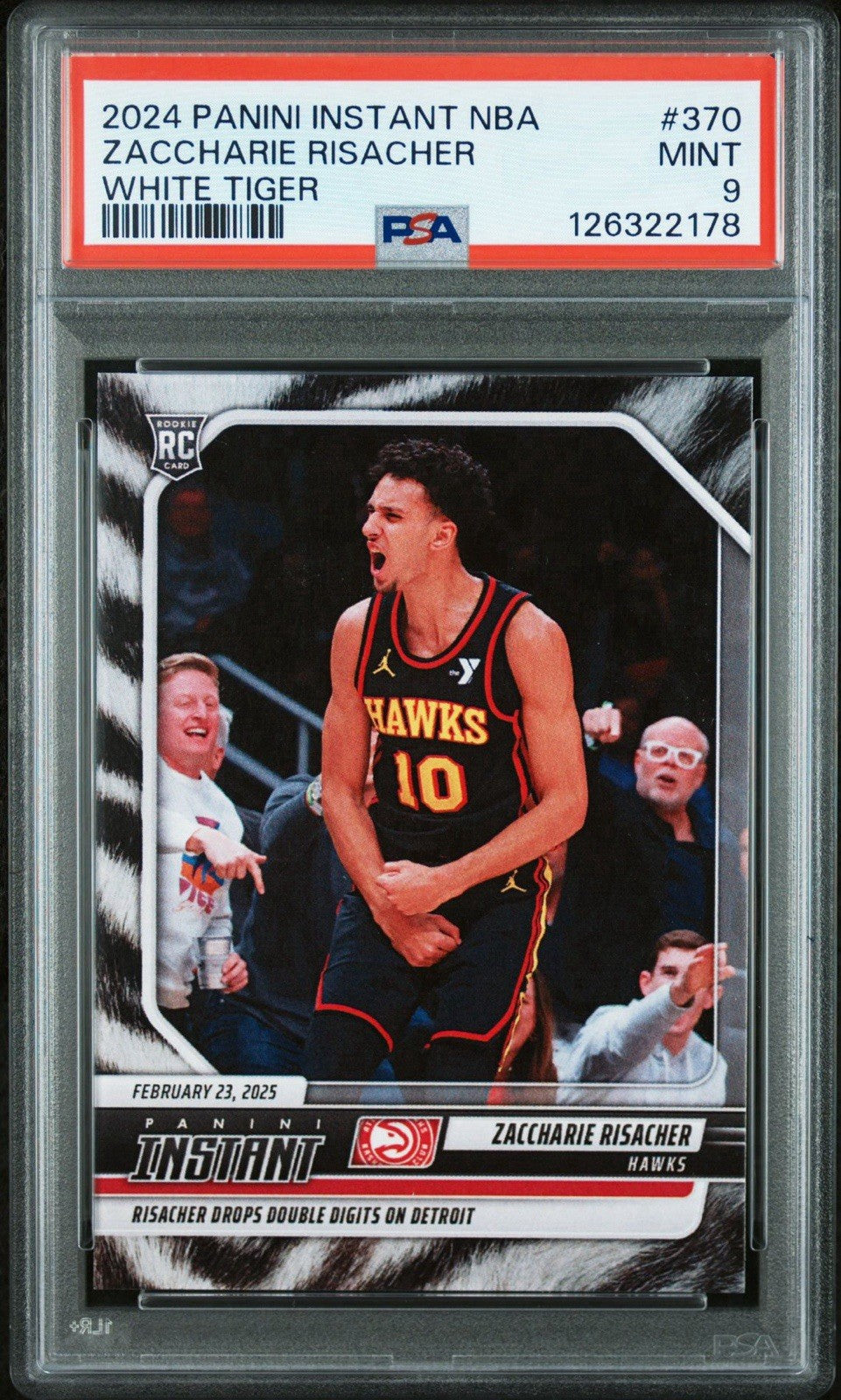2024 PANINI INSTANT NBA #370 White Tiger - ZACCHARIE RISACHER /5 - PSA 9
