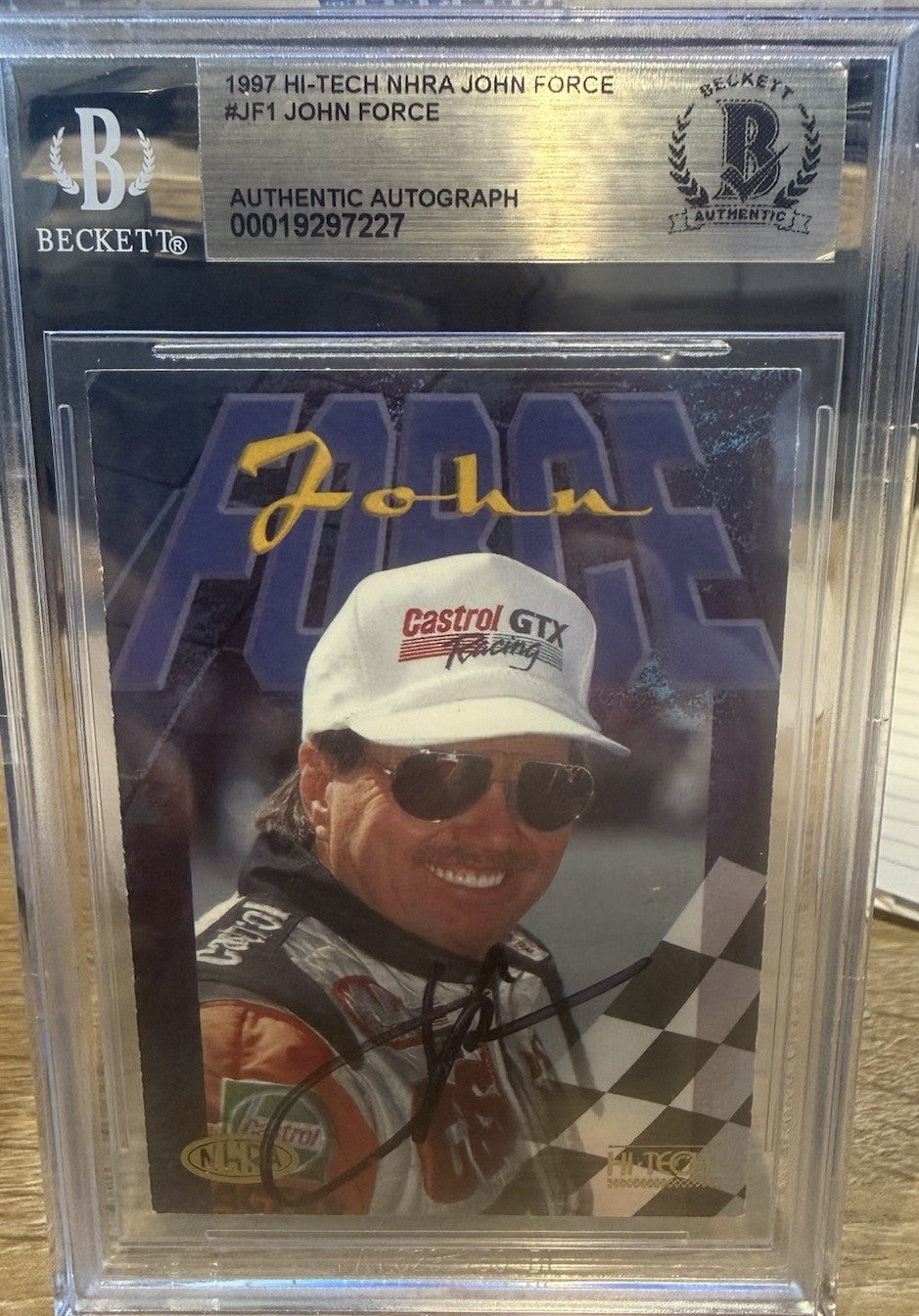 Signed 1997 Hi Tech NHRA #JF1 John Force - Beckett BAS Slabbed