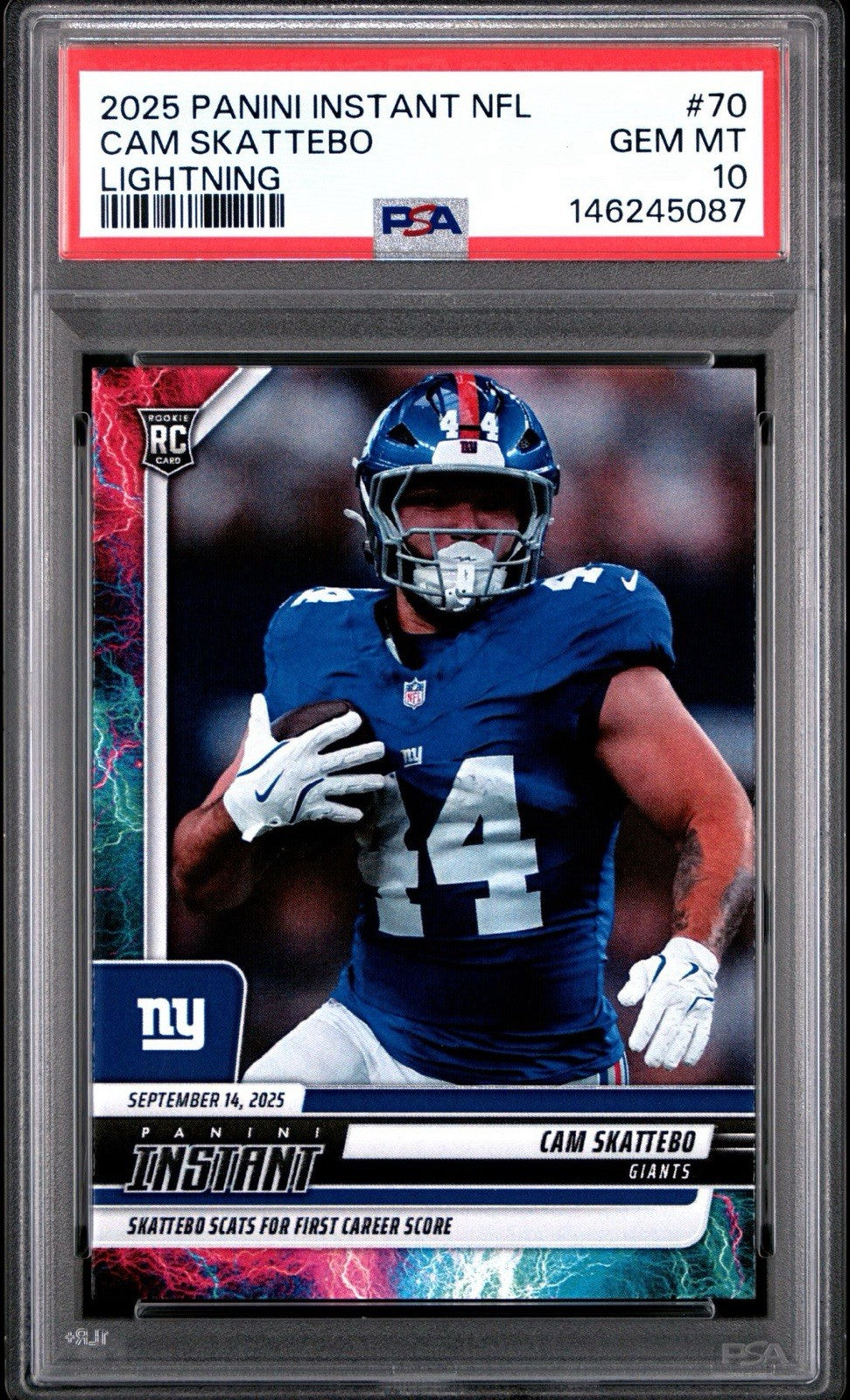 Cam Skattebo 2025 Panini Instant #70 1st TD RC /5  PSA 10 Gem