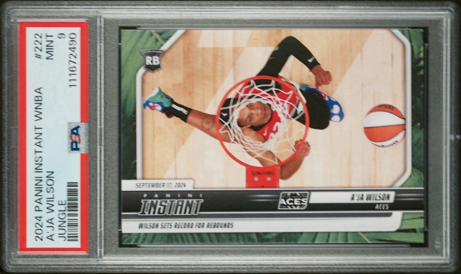 A'JA WILSON 2024 PANINI INSTANT Jungle Parallel #d /25 #222 PSA 9 Mint
