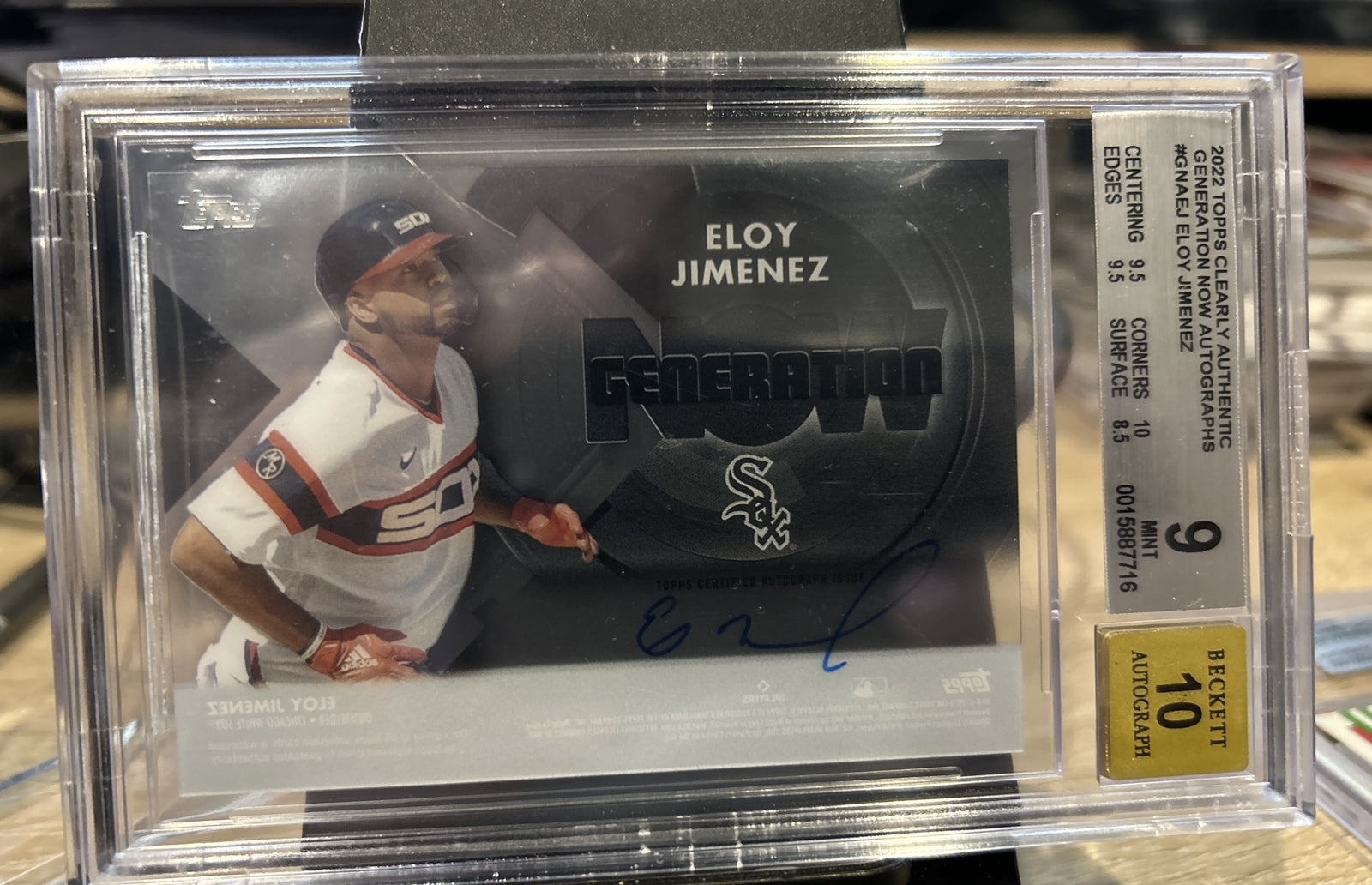 Eloy Jimenez 2022 Topps Clearly Authentic Generation Now GNA-Ej BGS 9 BAS 10