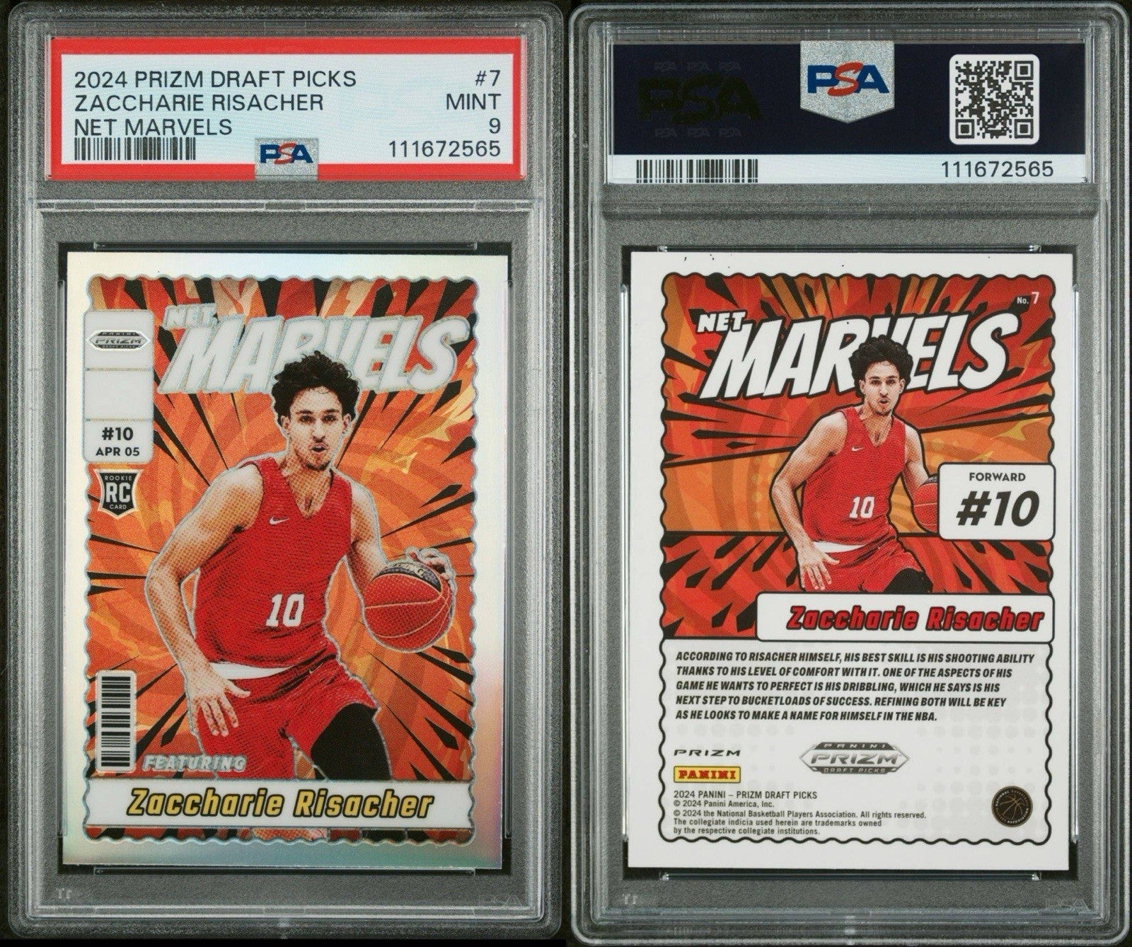 2024 Panini Prizm Draft Net Marvels Case Hit SSP! Zaccharie Risacher RC PSA 9