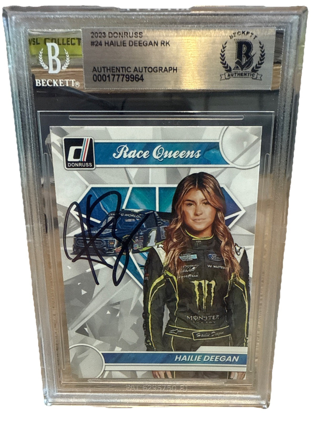 Signed 2023 Donruss Race Queens #24 Hailie Deegan - Beckett BAS Slab