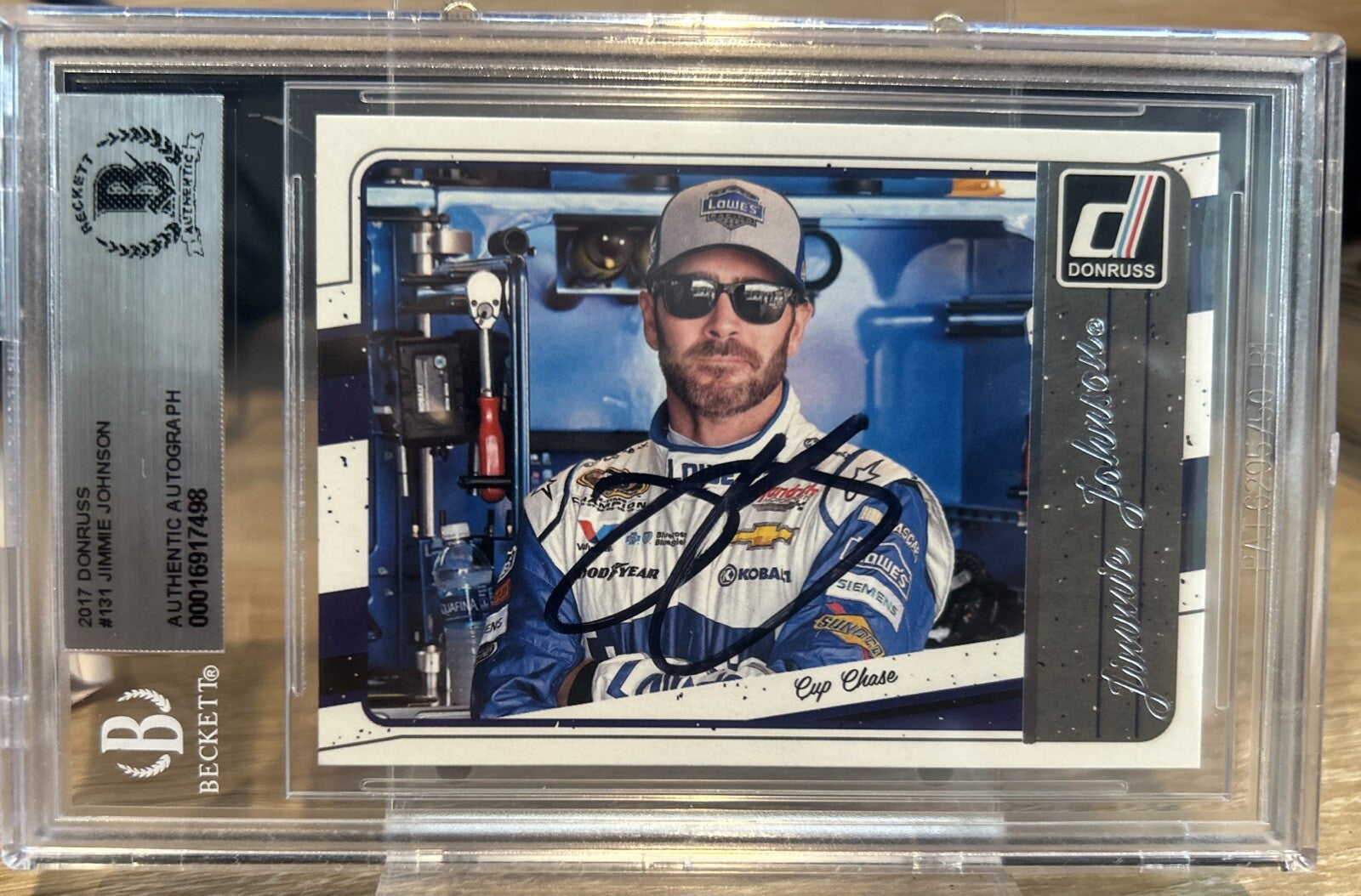 2017 DONRUSS JIMMIE JOHNSON #131 SIGNED AUTOGRAPH BECKETT BAS Slab
