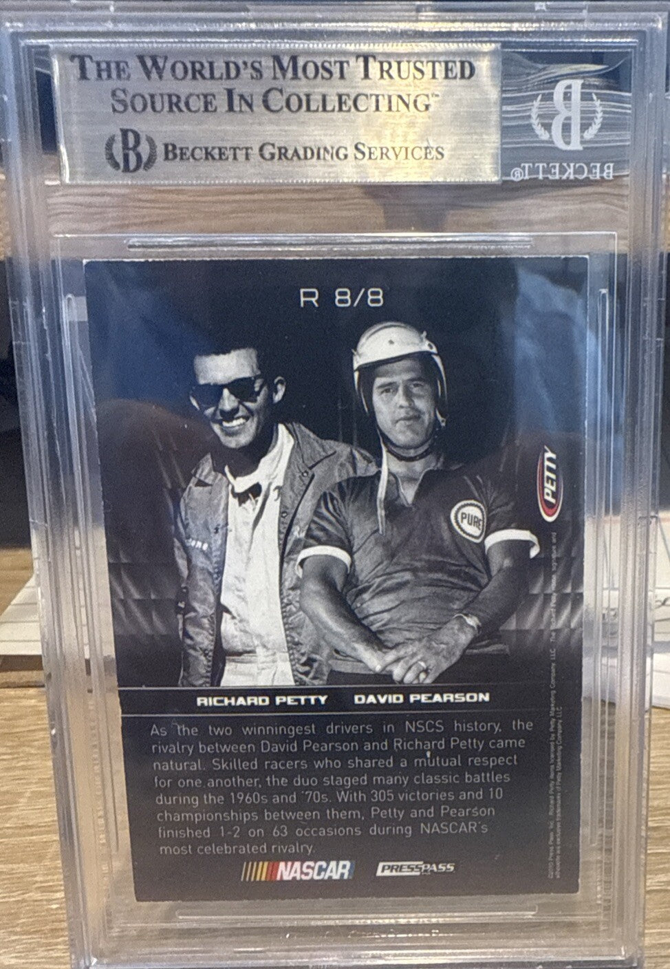 Signed Richard Petty 2010 Press Premium Rivals #R8 Beckett BAS Slab