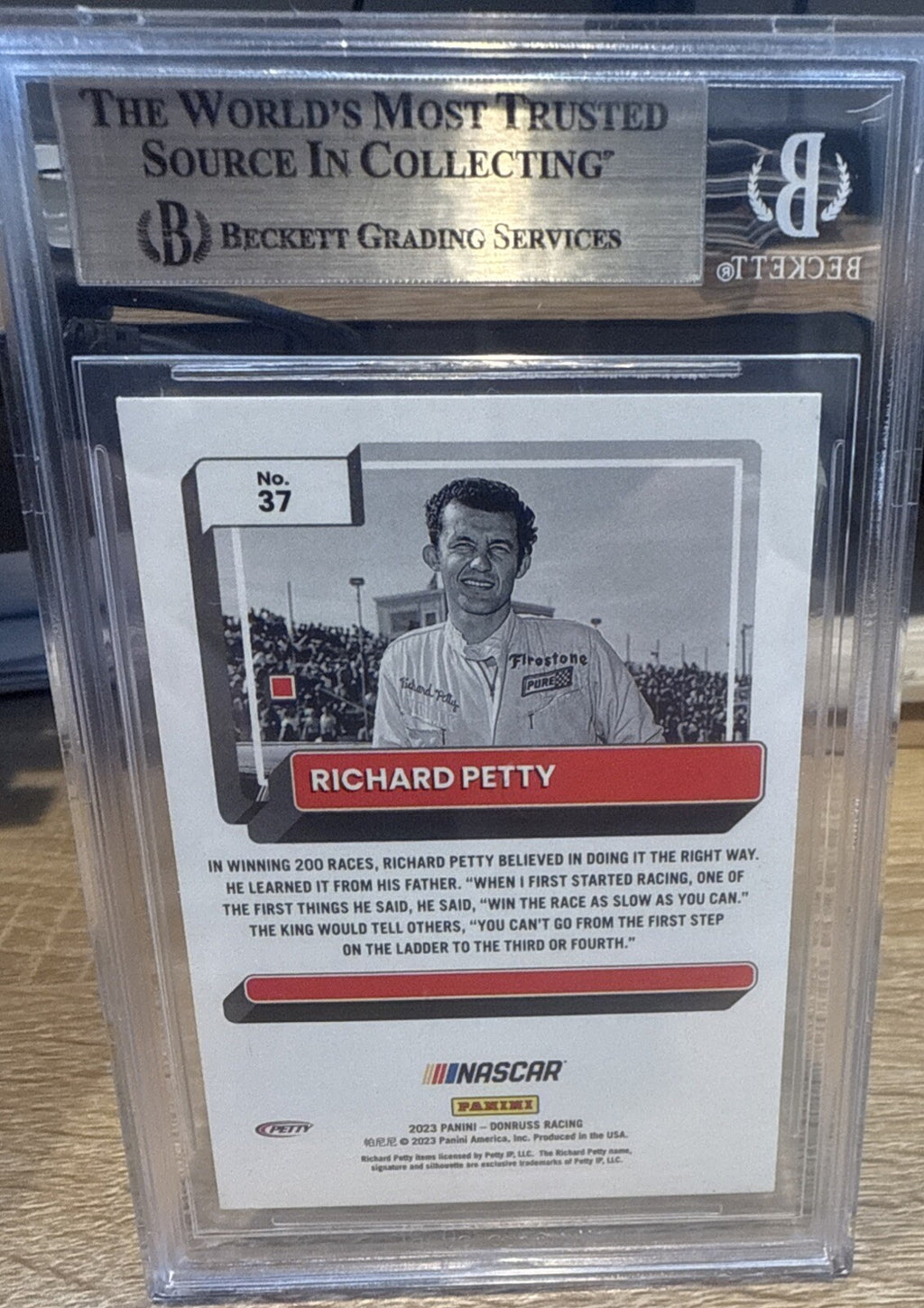 Signed 2023 Donruss #37 Richard Petty BAS Slab Beckett