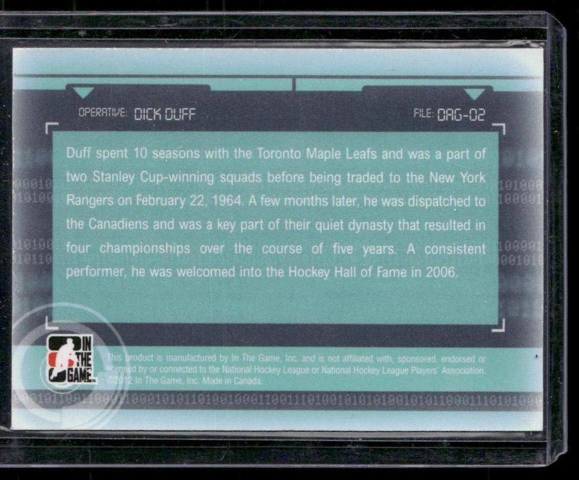 2012-13 In The Game Forever Rivals #DAG-02 Dick Duff Double Agents IP Auto