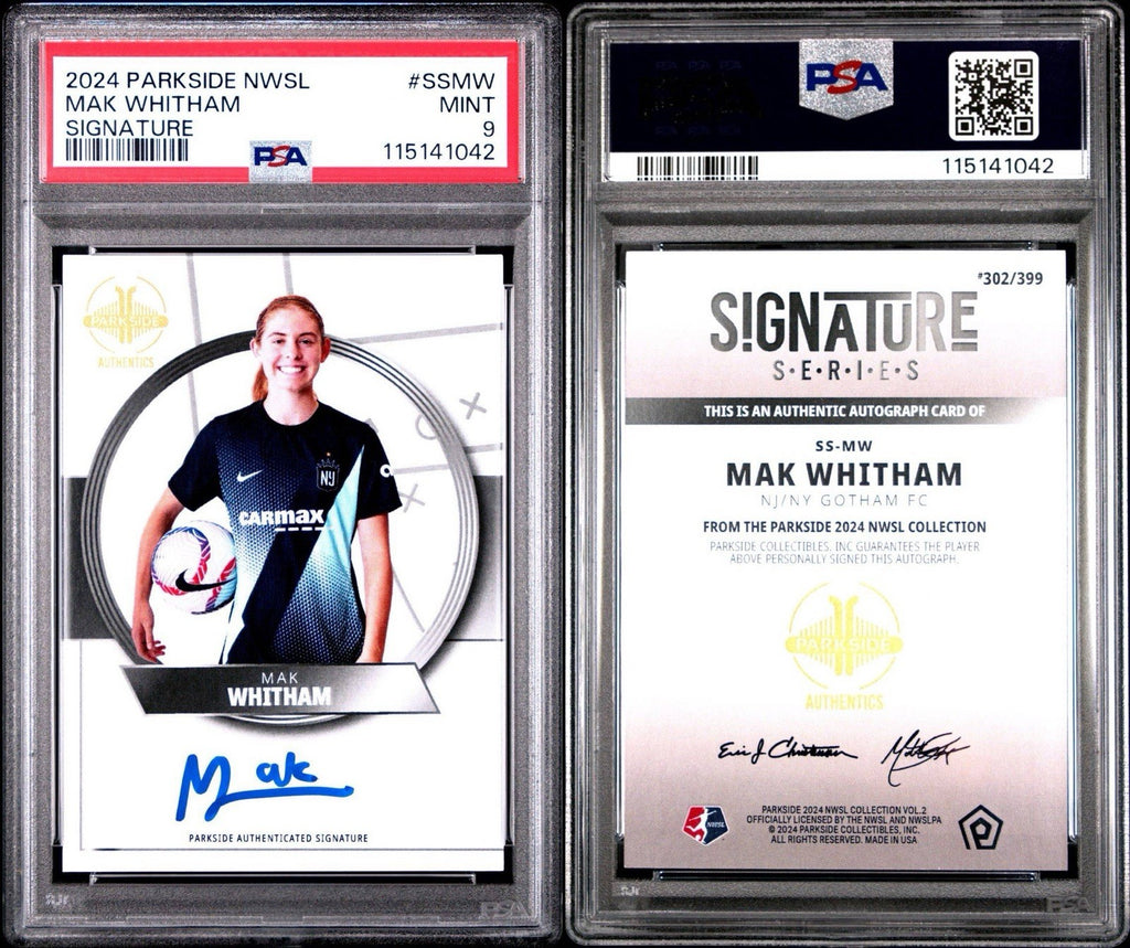Mak Whitham 2024 Parkside NWSL Vol 2 Signature Series /399 Auto RC PSA 9