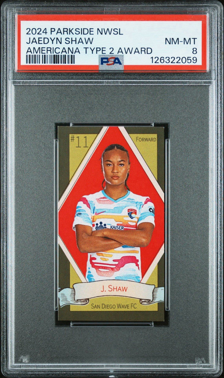 2024 Parkside NWSL Americana Type II Award #d  /31 Jaedyn Shaw PSA 8
