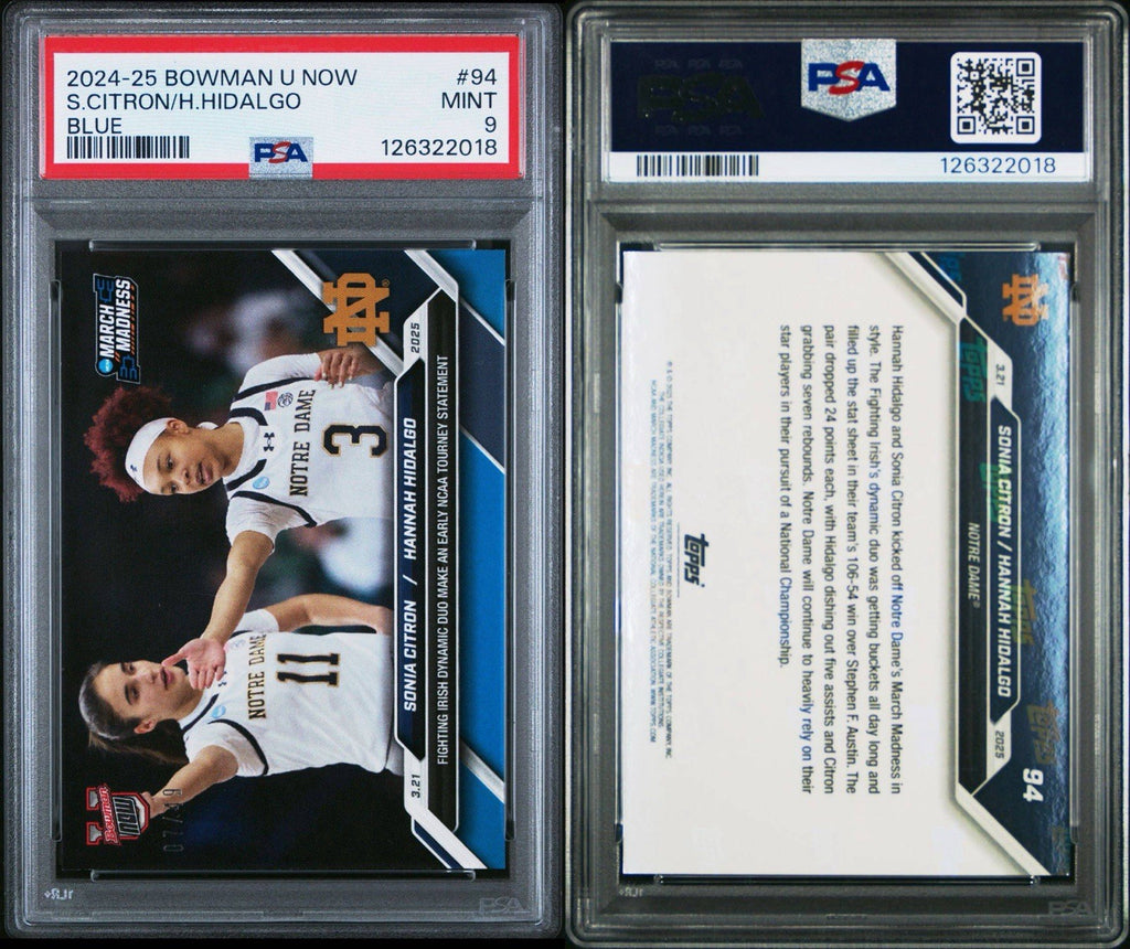 2024-25 Bowman U Now Blue /49 Sonia Citron Hannah Hidalgo #94 - PSA 9