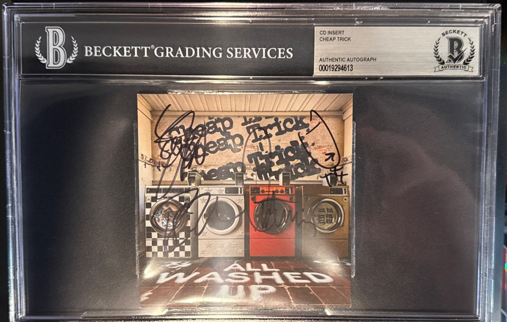 Cheap Trick - Band SIGNED CD Insert “All Washed Up” - Beckett BAS Encased Slab