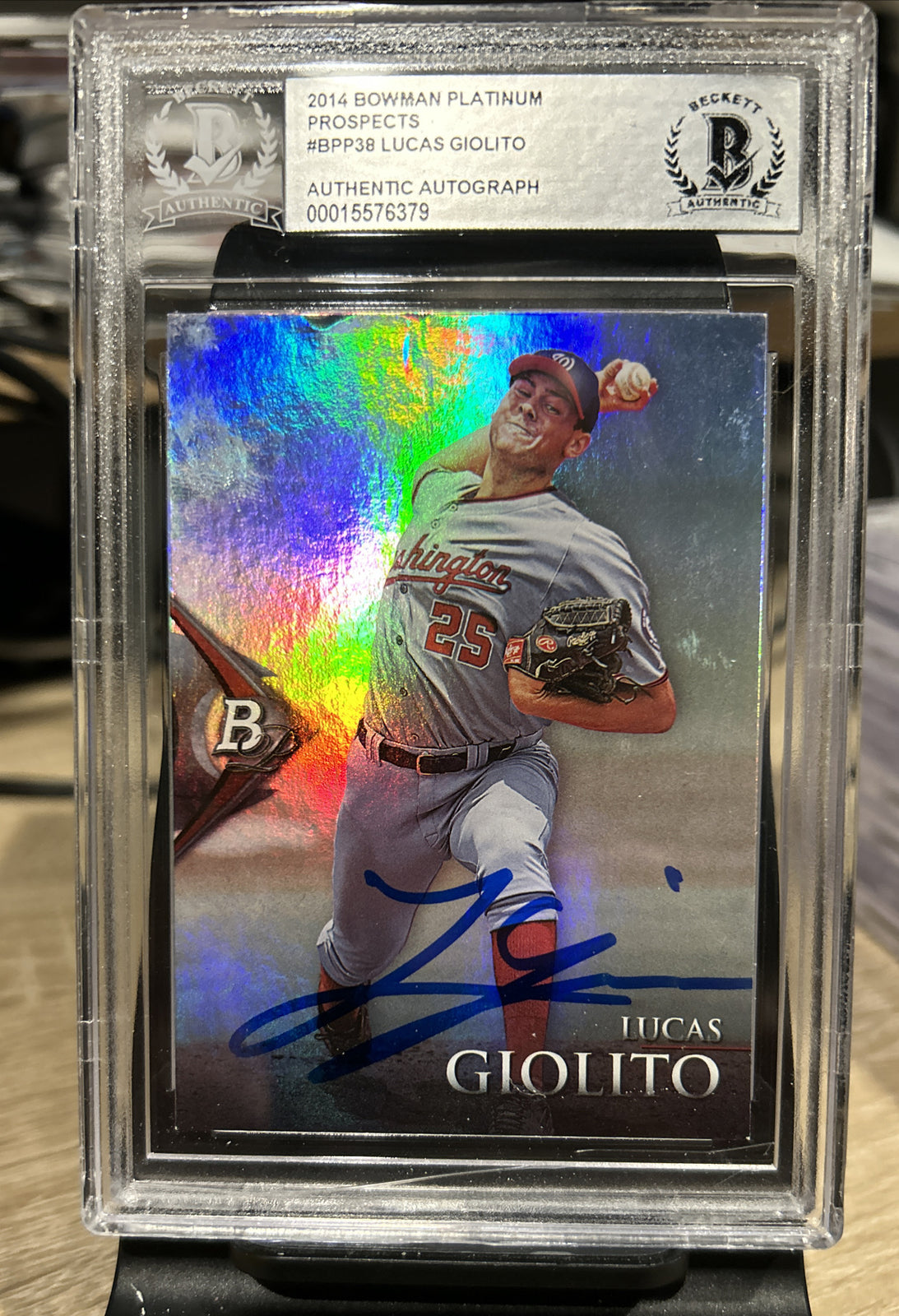 Signed 2014 Bowman Platinum - Prospects #BPP38 Lucas Giolito Beckett BAS Slab