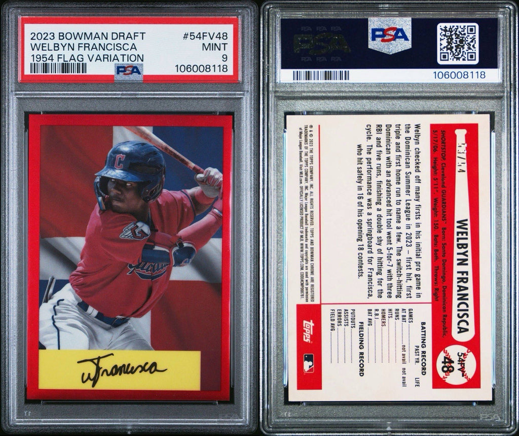 2023 Bowman Draft Welbyn Francisca 1954 Flag Variation #d /54 PSA 9 MT