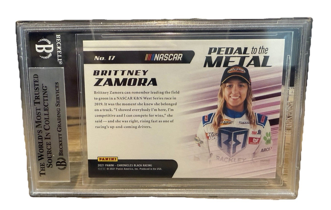 Signed Brittney Zamora 2021 Panini Chronicles Victory #17 - BAS Beckett Slab