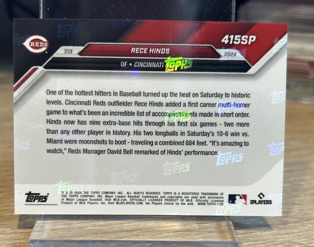2024 TOPPS NOW #415SP RECE HINDS CALL-UP ROOKIE REDS SP RAINBOW IMAGE VARIATION
