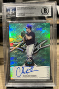 2014 Leaf Valiant Base Auto Green Prismatic Carlos Rodon #BA-CR2 Auto BAS Slab