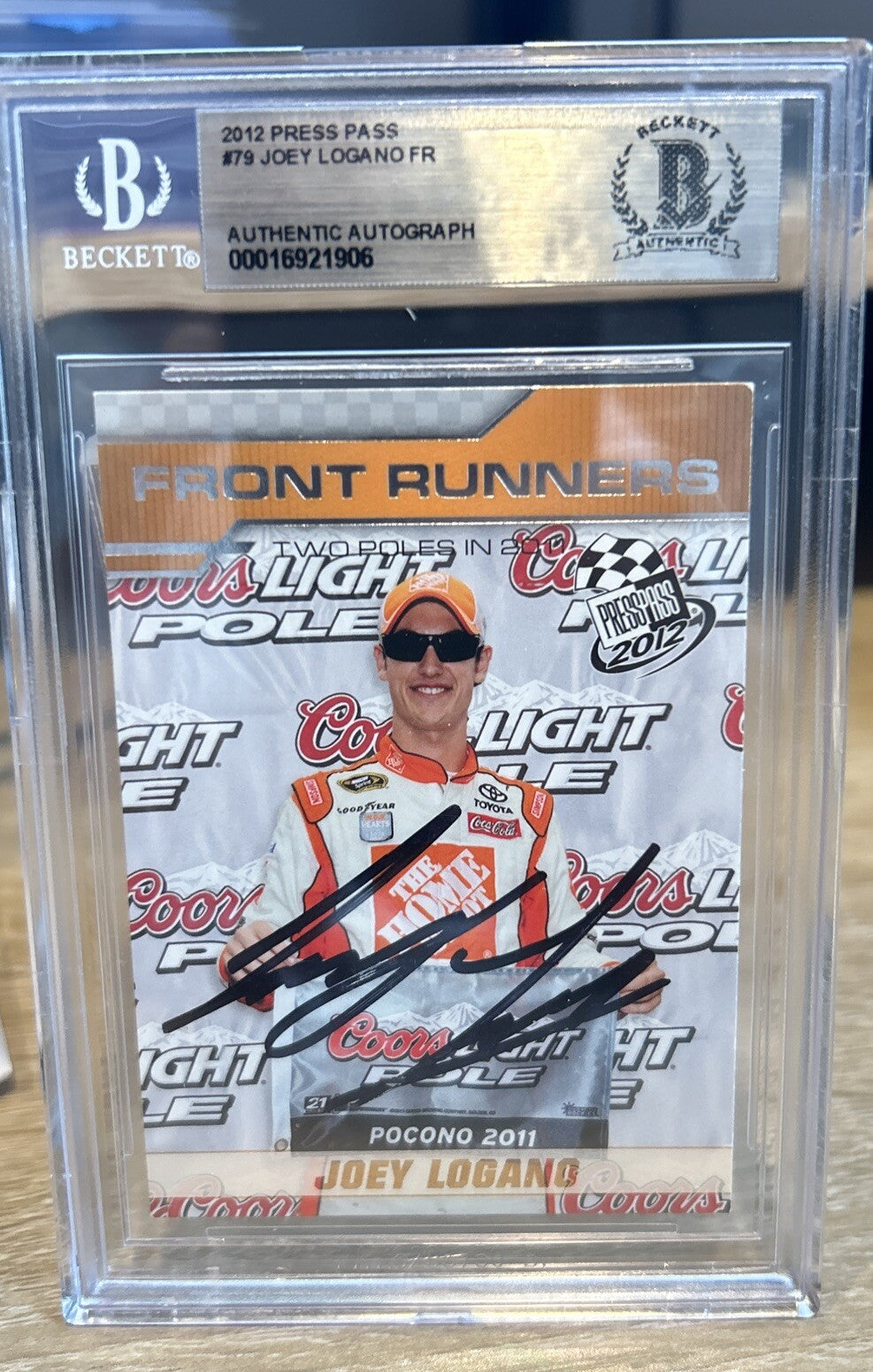 Joey Logano Signed 2012 Press Pass Front Runner #79 Beckett BAS Slab