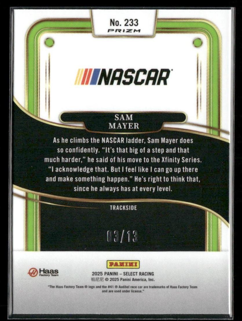 2025 Panini Select Racing #233 Sam Mayer FOTL Gold Power Plaid /13