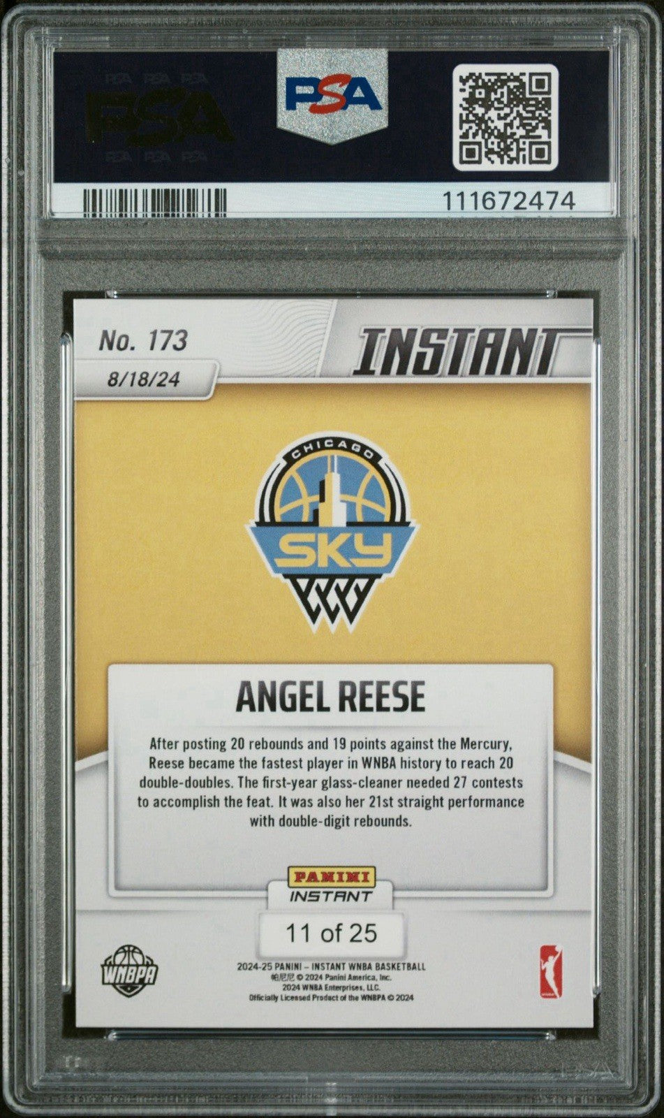 2024 Panini Instant WNBA #173 Angel Reese RC Jungle /25 - PSA 9