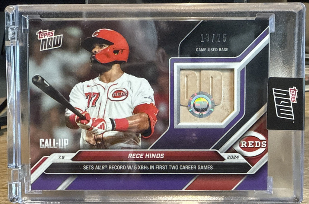 2024 MLB TOPPS NOW #405C Rece Hinds Game-Used Base Relic Purple /25 - RC