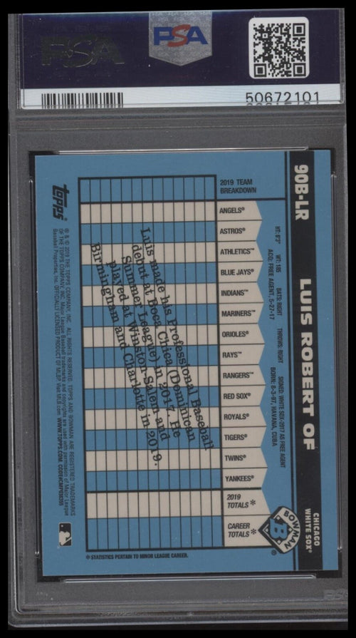 2020 Bowman Chrome 1990 Bowman #90BLR Luis Robert 1990 Bowman PSA 9