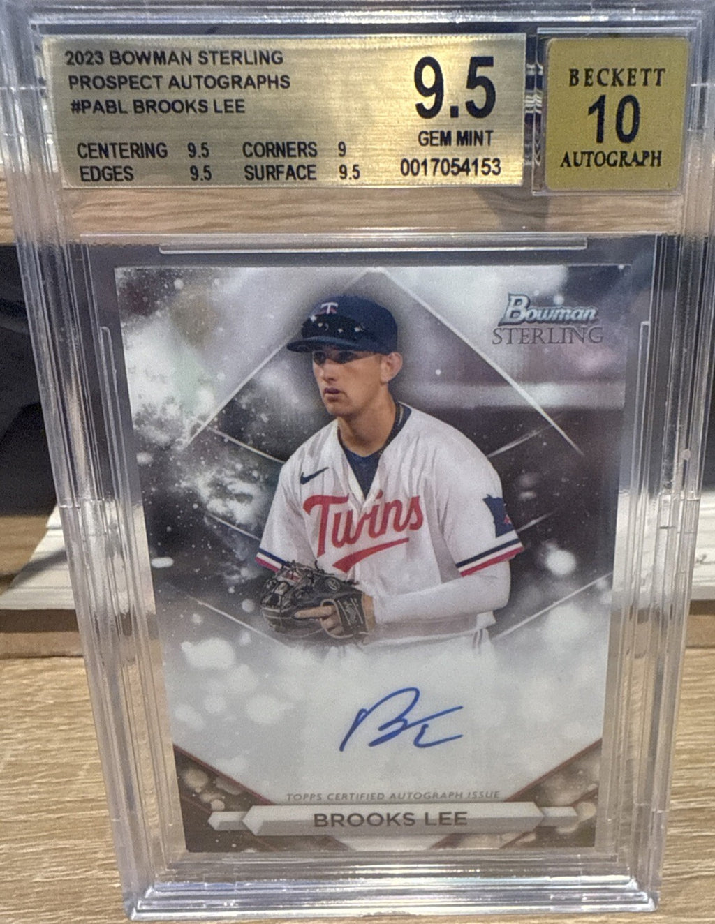 BGS 9.5 Auto 10 - 2023 Bowman Sterling BROOKS LEE RC Prospect Auto #PABL Twins