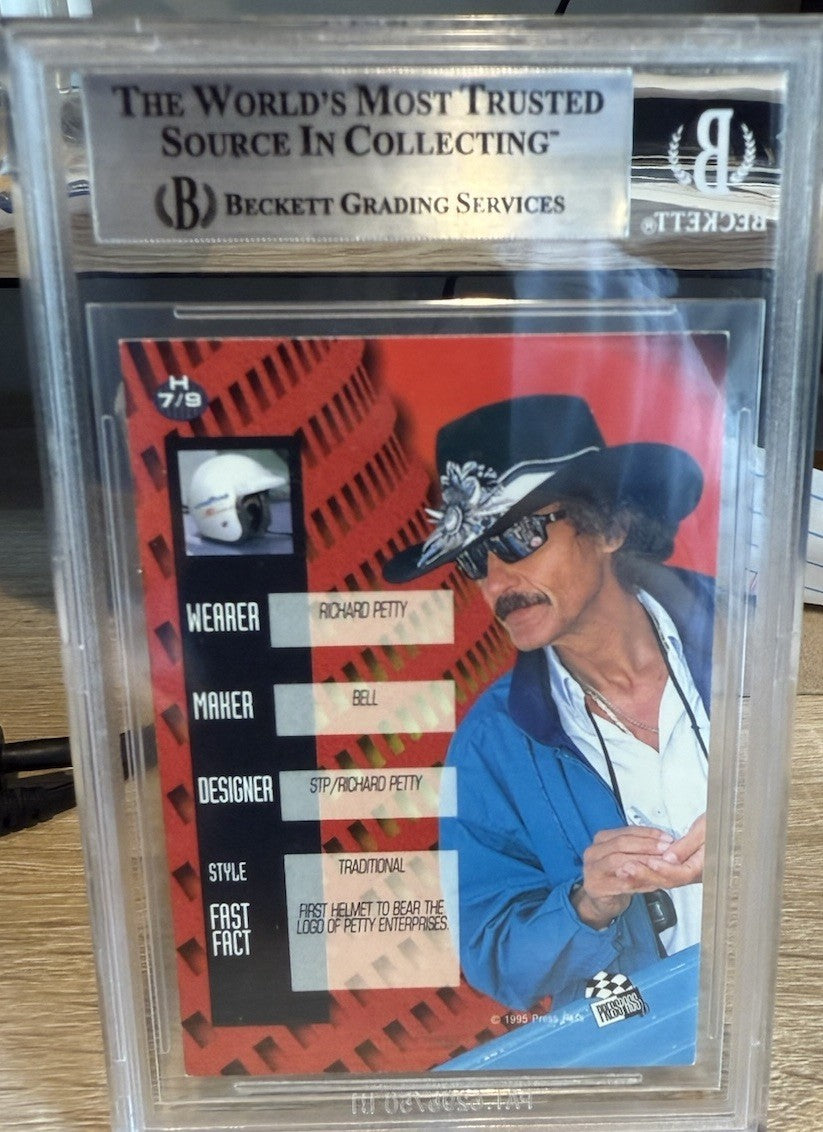 Signed Richard Petty 1995 Press Pass VIP Helmets #7 - Beckett BAS Slab