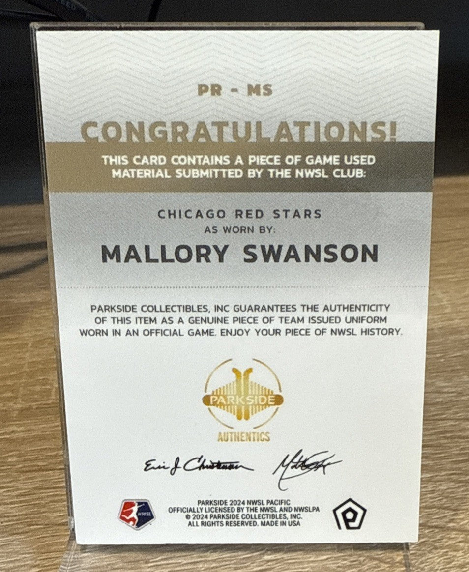 Mallory Swanson 2024 Parkside NWSL Pacific #PR-MS Game Worn Relic