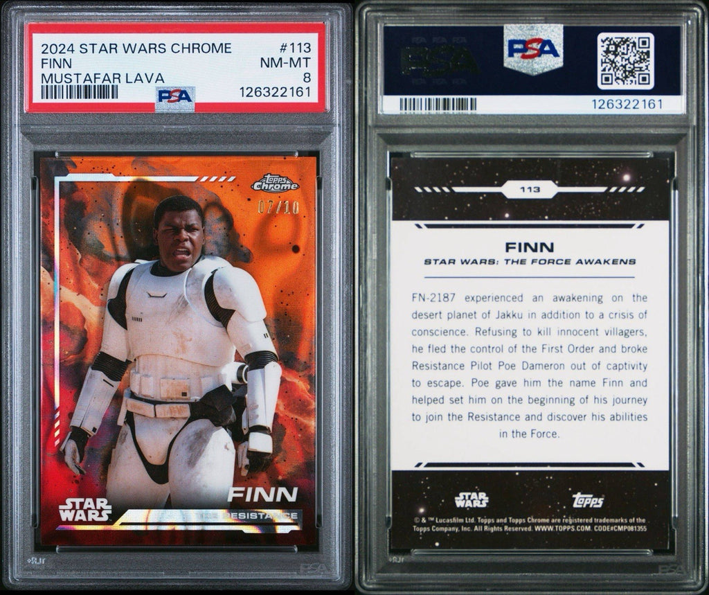 2024 Topps Chrome Star Wars Finn- Mustafar Lava #d /10 PSA 8