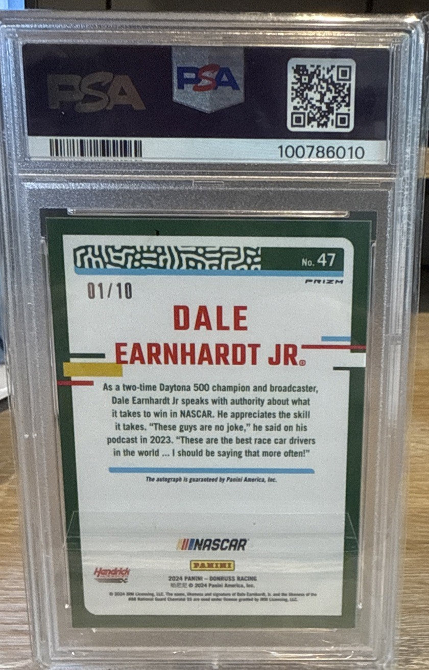2024 Donruss Dale Earnhardt Jr. #47 Gold Optic Autograph 1/10 - PSA 9 Mint